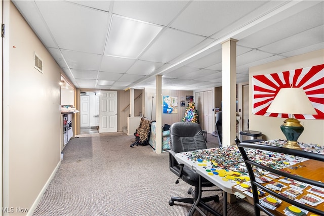 office featuring a paneled ceiling