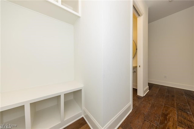 mudroom featuring dark hardwood / wood-style flooring