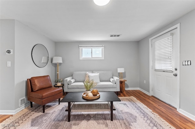 living room with hardwood / wood-style flooring