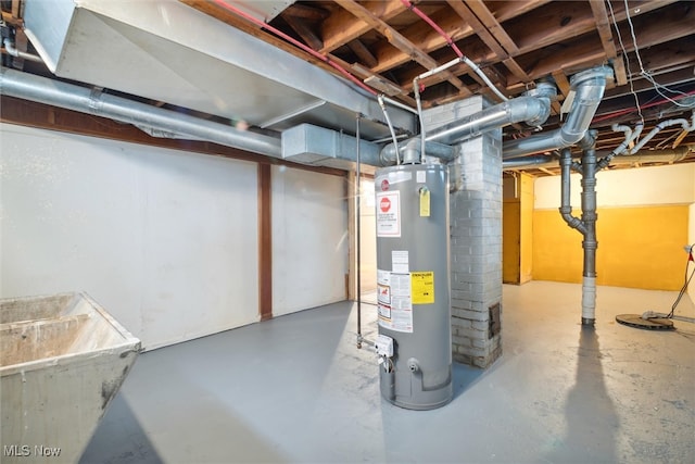 basement with water heater