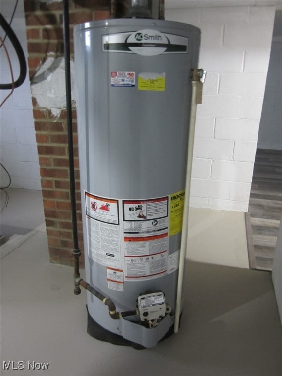 utility room with gas water heater