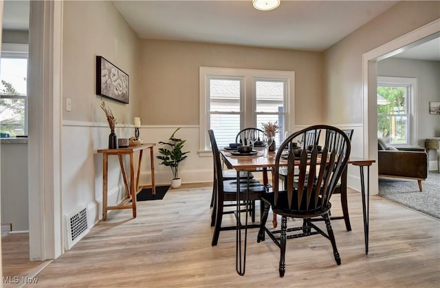 3219 11th St SW, Canton, OH 44710 - dining space with visible vents and light wood-style flooring