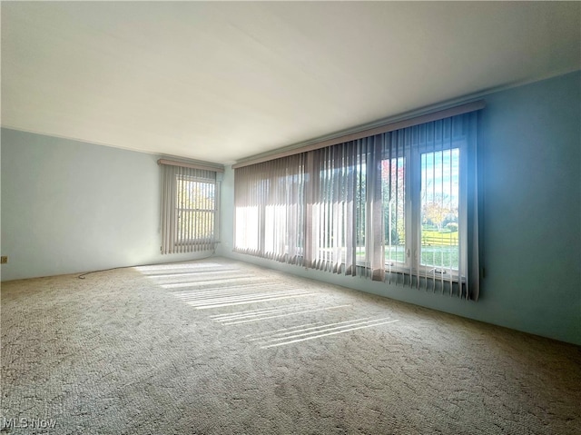 carpeted spare room featuring plenty of natural light