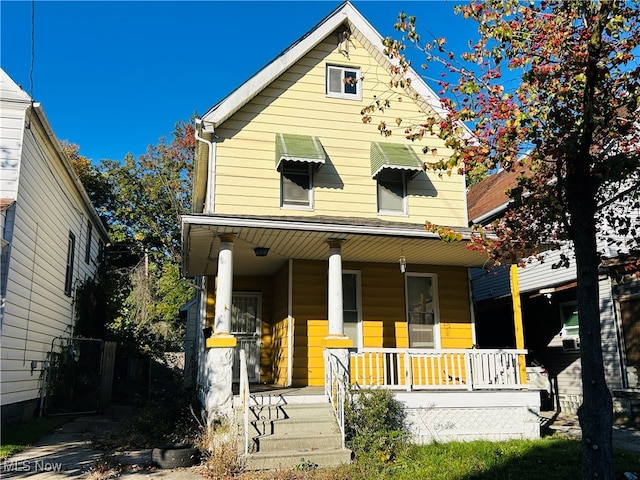 view of front of property with covered porch