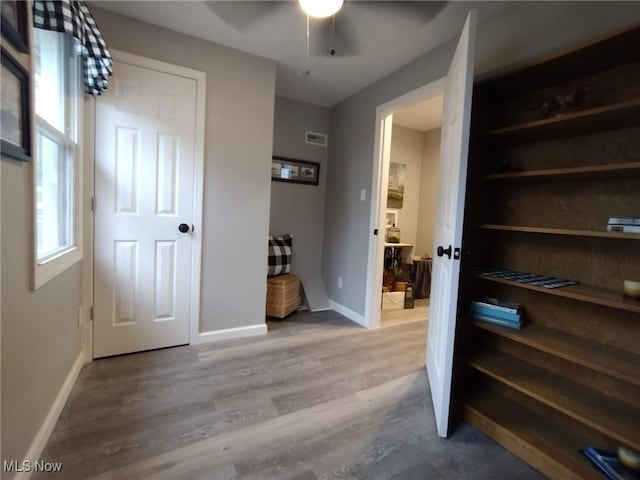 hall featuring light hardwood / wood-style flooring