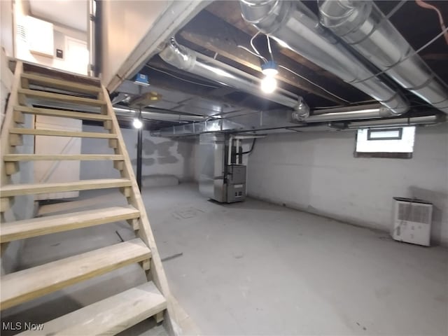 basement with heating unit