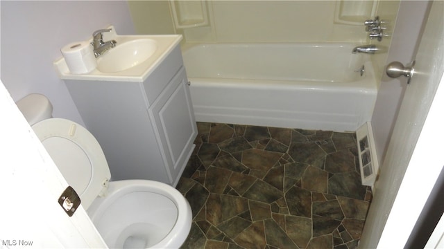 full bathroom with toilet, shower / washtub combination, and vanity