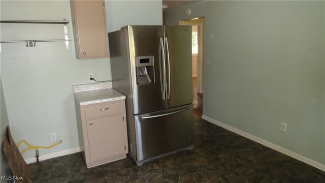 kitchen with stainless steel fridge