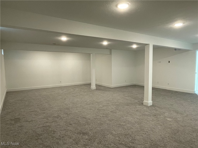 basement featuring carpet