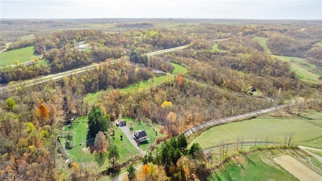 drone / aerial view featuring a rural view