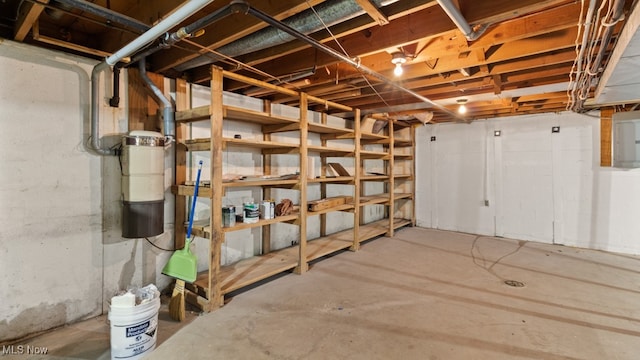 basement with electric panel