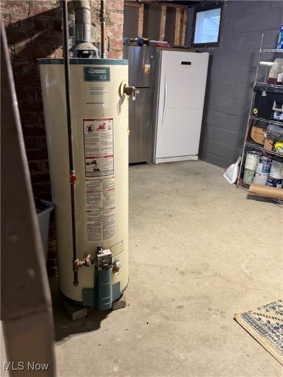 utility room with water heater