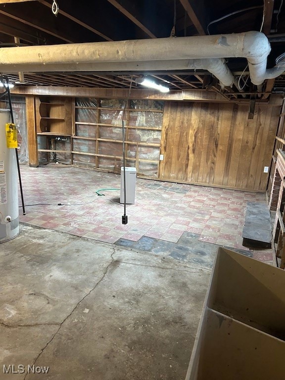 basement with gas water heater