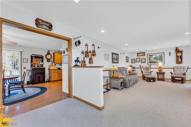 living room with light hardwood / wood-style floors