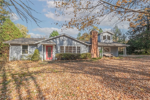 view of single story home