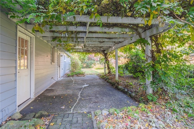 view of patio / terrace featuring a pergola