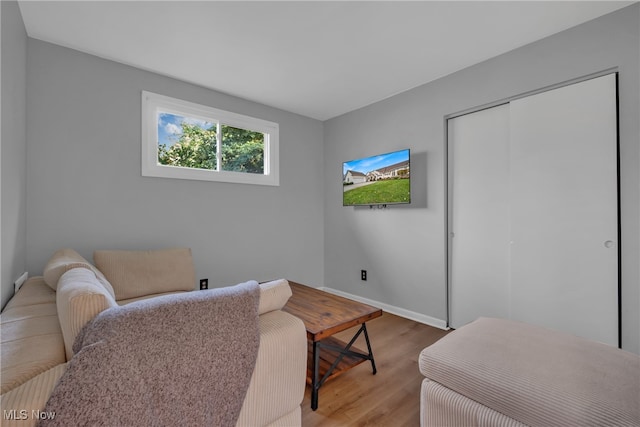 living room with hardwood / wood-style floors