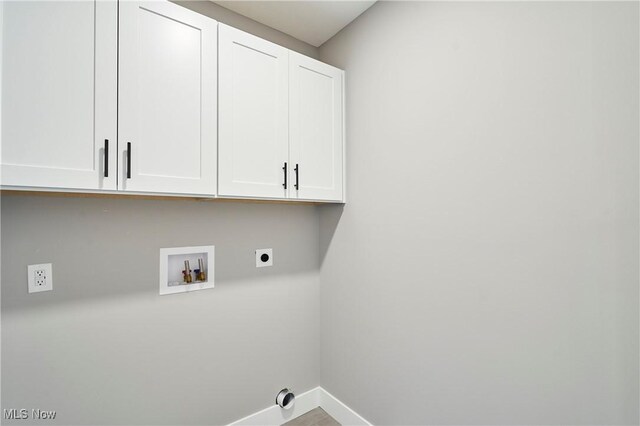 V/L E 344th St, Eastlake, OH 44095 - laundry area featuring cabinet space, hookup for an electric dryer, baseboards, and washer hookup