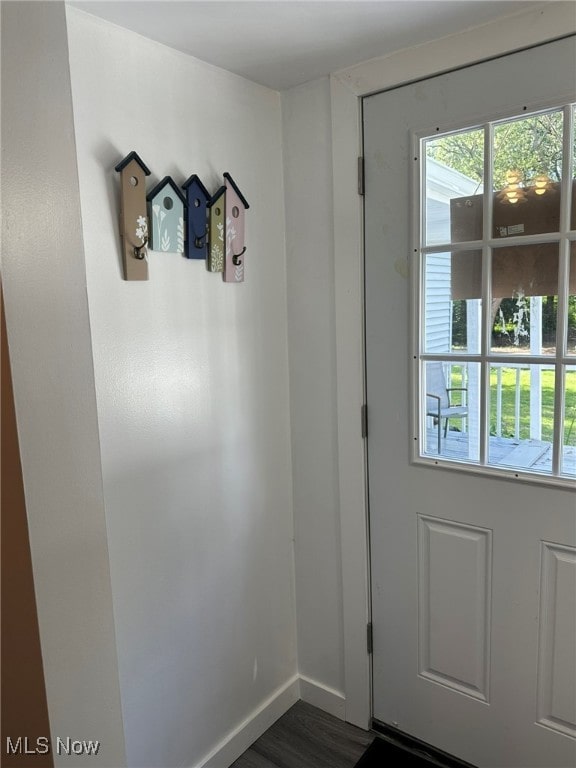 doorway to outside featuring dark hardwood / wood-style floors