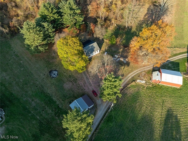 aerial view with a rural view