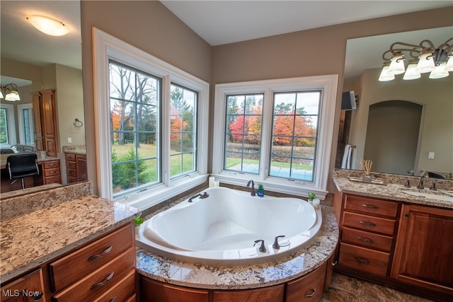 bathroom featuring vanity and a bathtub