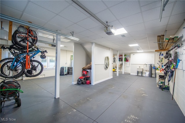 garage with a garage door opener