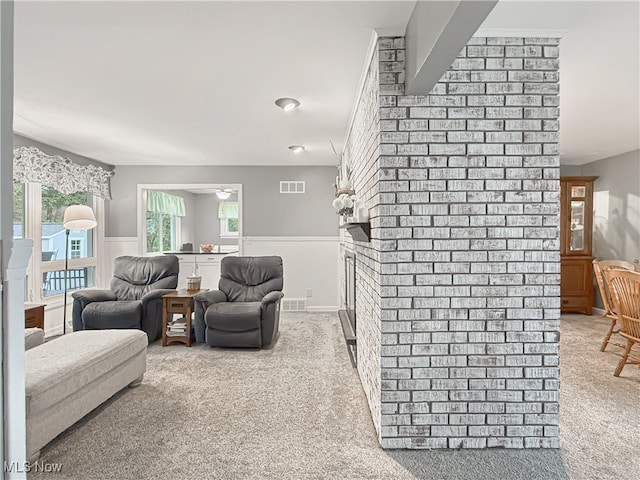 living room featuring carpet floors