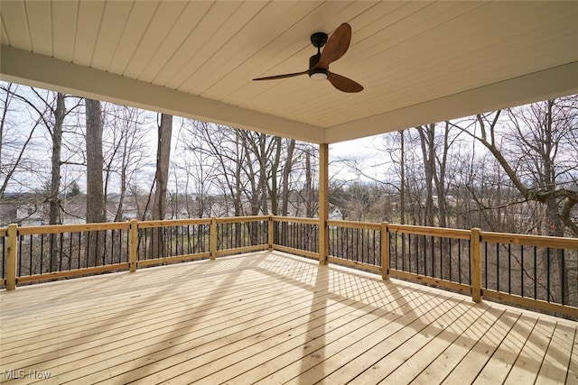 wooden terrace with ceiling fan