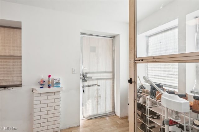 doorway to outside featuring light hardwood / wood-style flooring