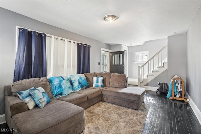 living room with hardwood / wood-style flooring