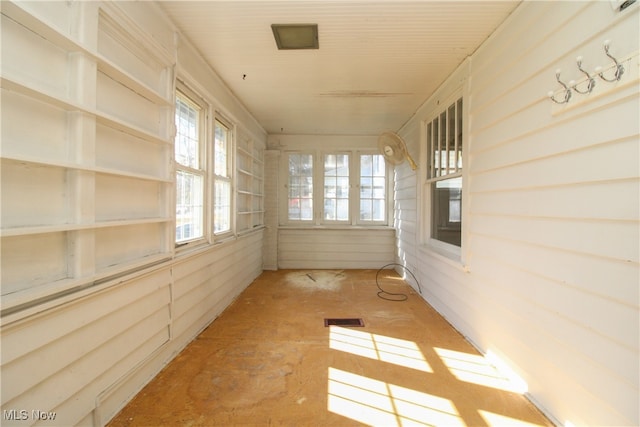 view of unfurnished sunroom