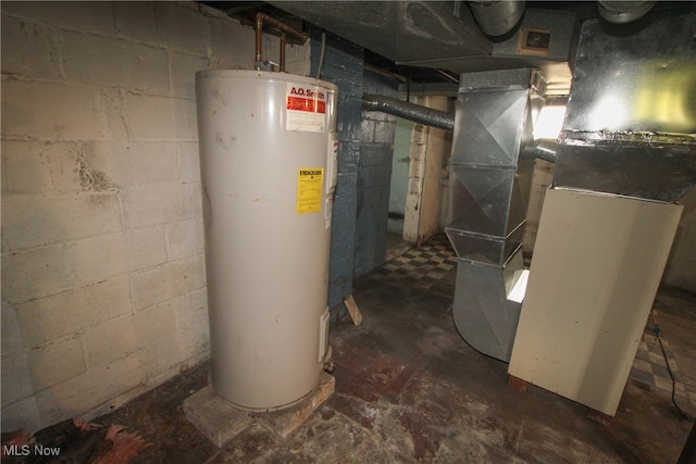 utilities with water heater and heating unit