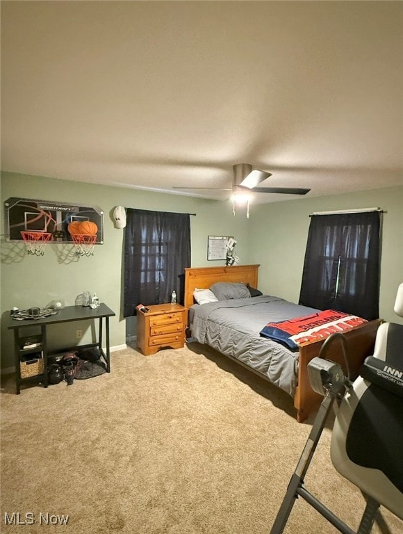 bedroom with carpet and ceiling fan