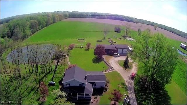 drone / aerial view featuring a rural view