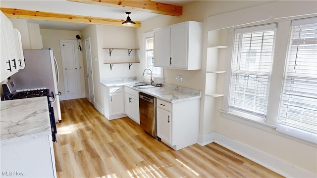 kitchen featuring white cabinetry, sink, plenty of natural light, and dishwasher