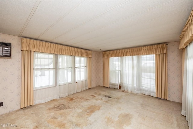 carpeted spare room with a textured ceiling