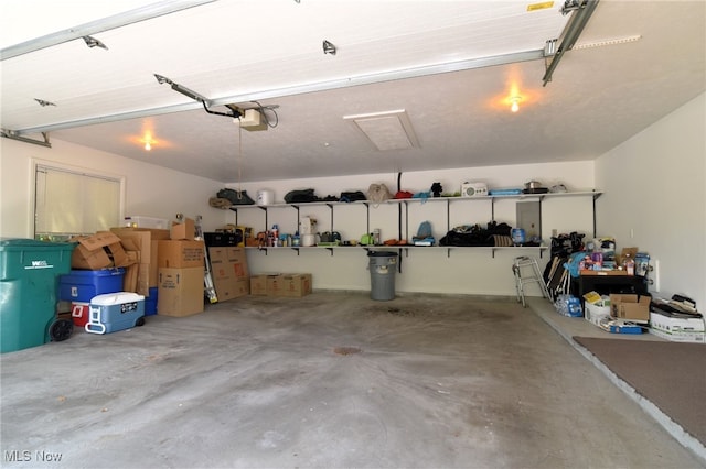 garage with a garage door opener