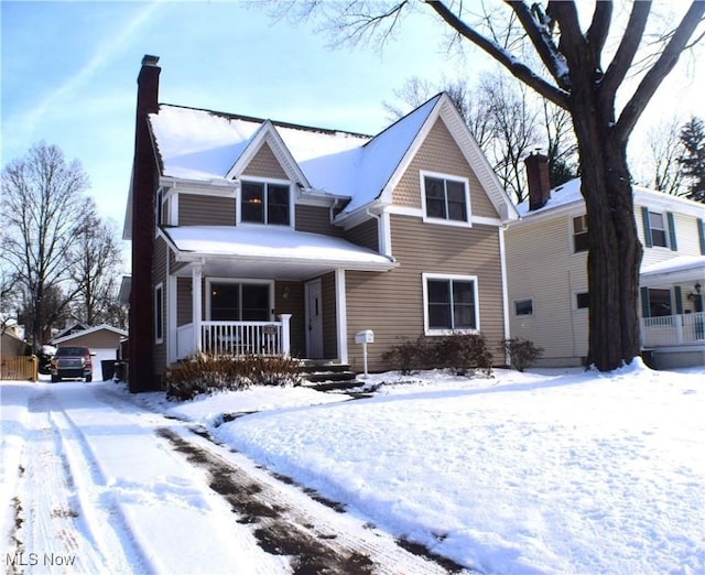 view of front facade featuring covered porch