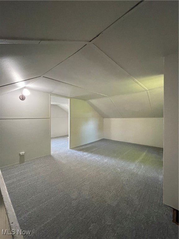 bonus room featuring carpet and vaulted ceiling