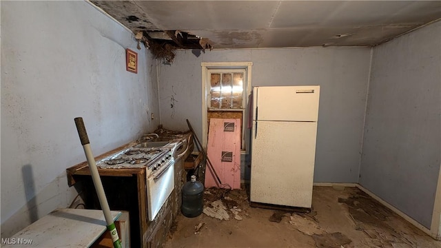 7517 N Fork Rd, Pine Grove, WV 26419 - kitchen featuring white appliances, a sink, and unfinished concrete flooring