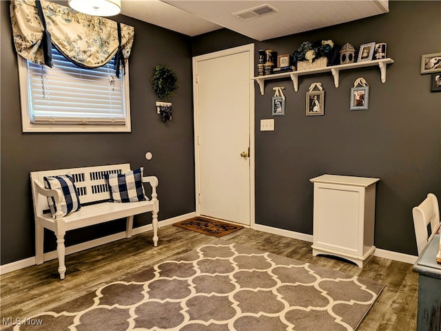 interior space with dark wood-type flooring