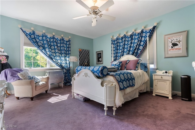 bedroom with carpet flooring and ceiling fan