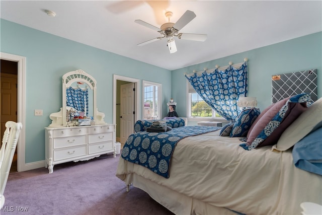 bedroom with carpet flooring and ceiling fan