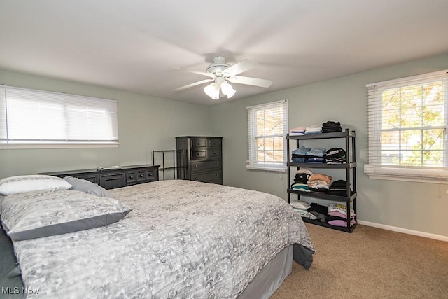 bedroom featuring carpet and ceiling fan