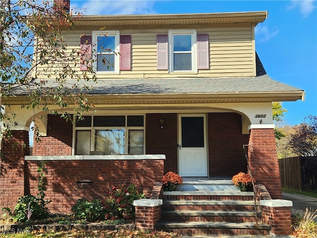 view of front of home featuring covered porch