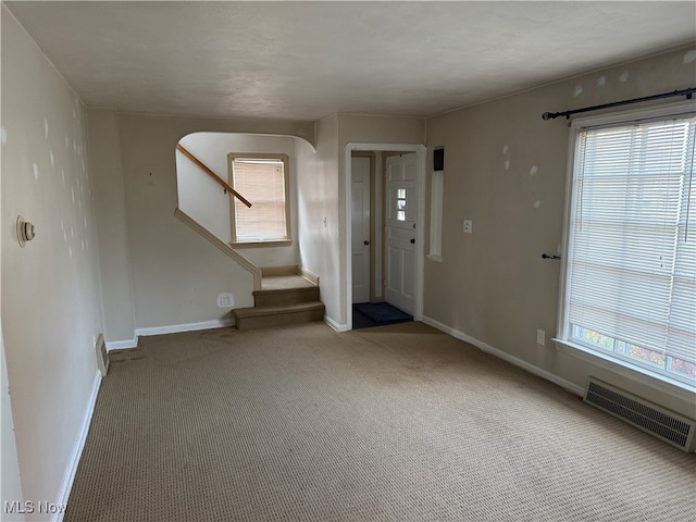 interior space with carpet flooring and a wealth of natural light