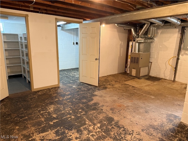 basement with heating unit