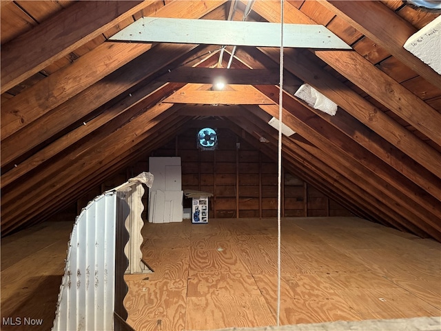 view of unfinished attic