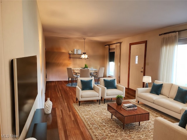 living room featuring hardwood / wood-style flooring