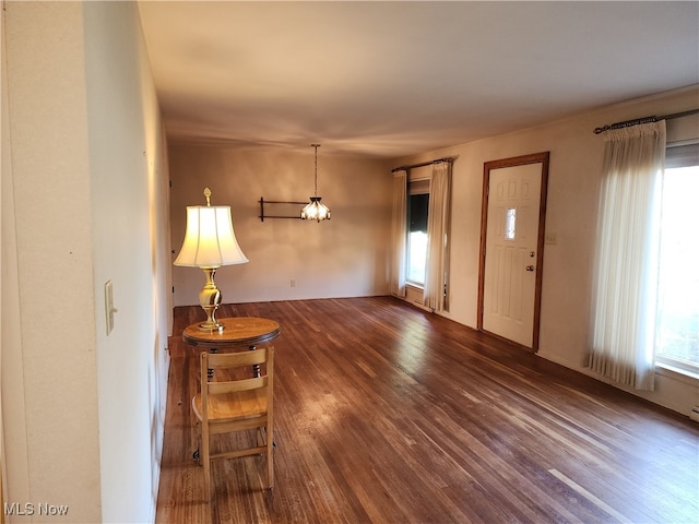 interior space with dark hardwood / wood-style flooring